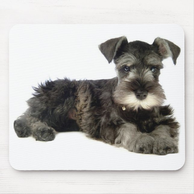 Miniature Grey Schnauzer Puppy Dog Mouse Pad (Front)