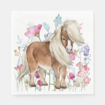 Miniature Horse and Wildflowers Paper Napkins