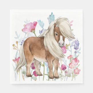 Miniature Horse and Wildflowers Paper Napkins