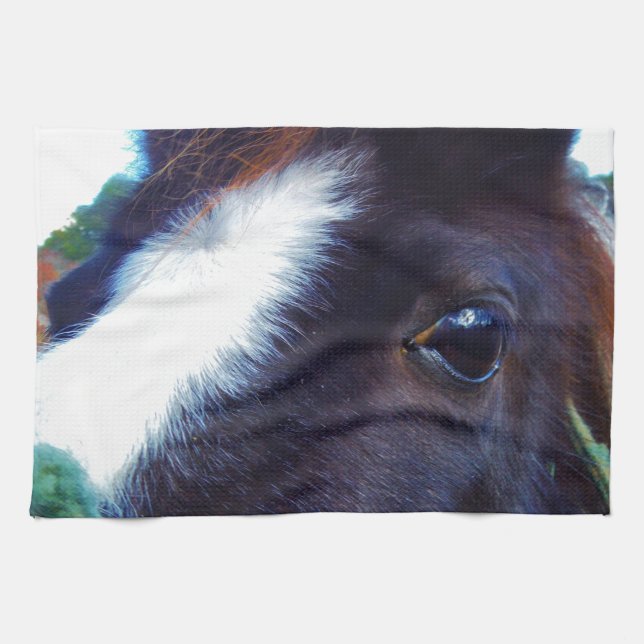 miniature horse face close-up tea towel (Horizontal)
