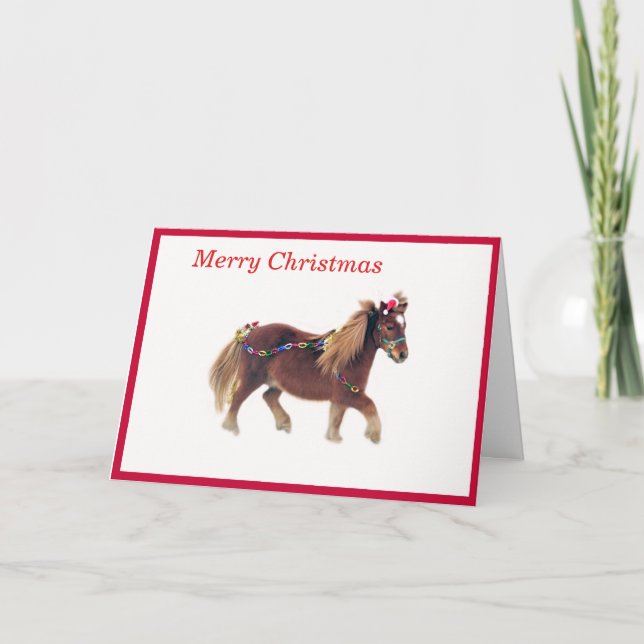 Miniature Horse Merry Christmas Card Card (Front)