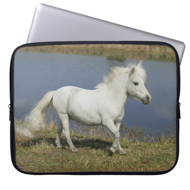 Miniature Horse Running Near Water Laptop Sleeve (Front)