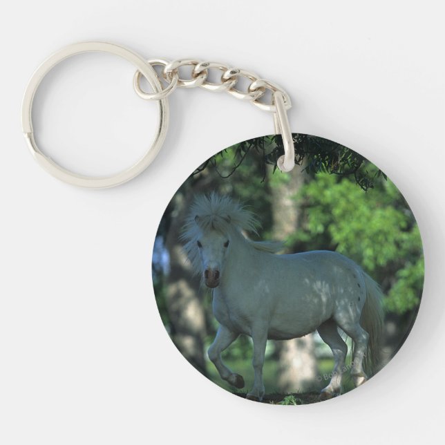Miniature Horse Standing in the Trees Key Ring (Front)