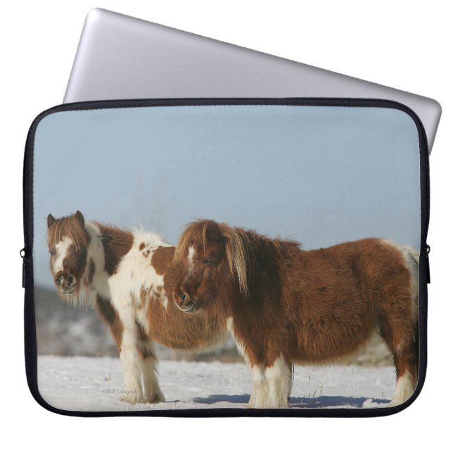 Miniature Horses Standing in the Snow Laptop Sleeve (Front)