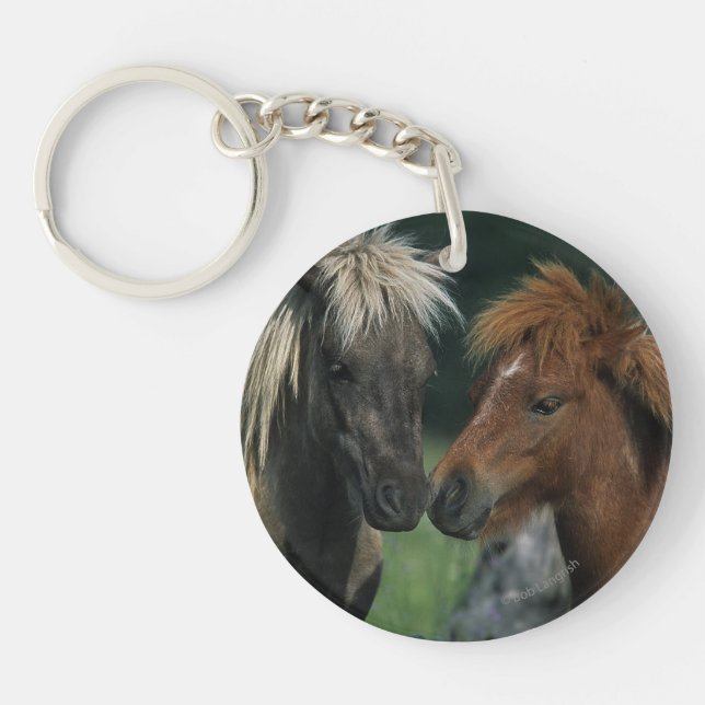 Miniature Horses Touching Key Ring (Front)