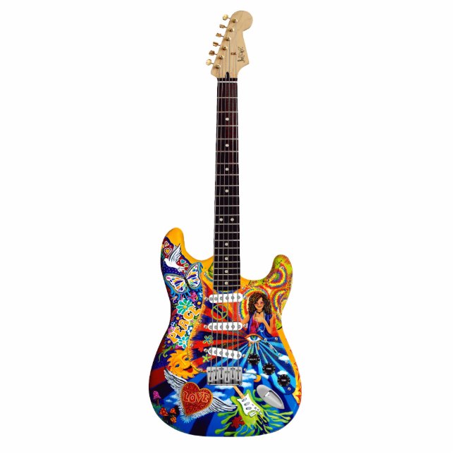 Miniature Janis Electric Guitar Art Sculpture Standing Photo Sculpture (Front)