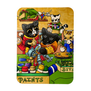 Miniature Knight Cat Model Painting Cats Magnet