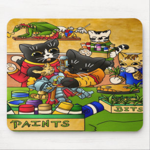 Miniature Knight Cat Model Painting Cats Mouse Mat
