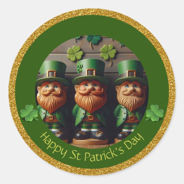 Miniature Leprechaun St Patrick's Day Thanks RS06 Classic Round Sticker (Front)