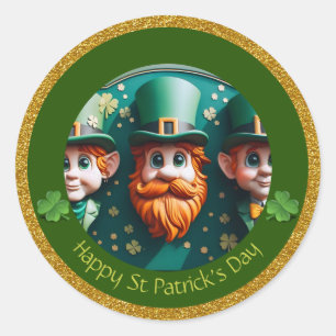 Miniature Leprechaun St Patrick's Day Thanks RS07 Classic Round Sticker
