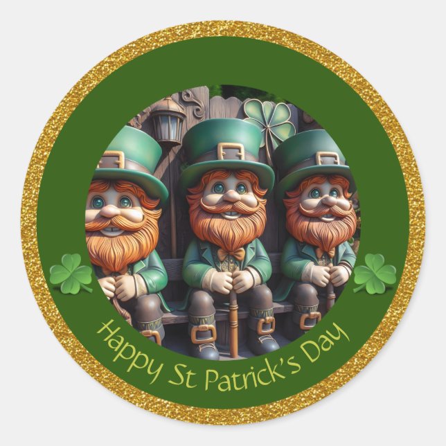 Miniature Leprechaun St Patrick's Day Thanks RS10 Classic Round Sticker (Front)