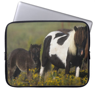 Miniature Mare & Foal in the Flowers Laptop Sleeve