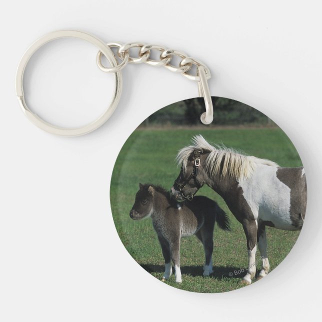 Miniature Mare & Foal Standing Key Ring (Front)