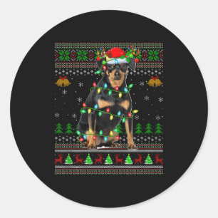 Miniature Nscher Dog Ugly Christmas Sweaters Holid Classic Round Sticker