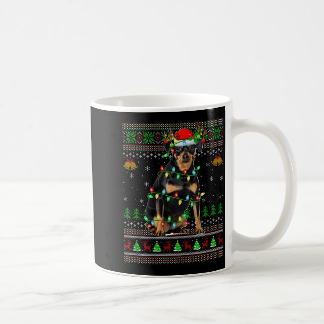 Miniature Nscher Dog Ugly Christmas Sweaters Holid Coffee Mug (Right)