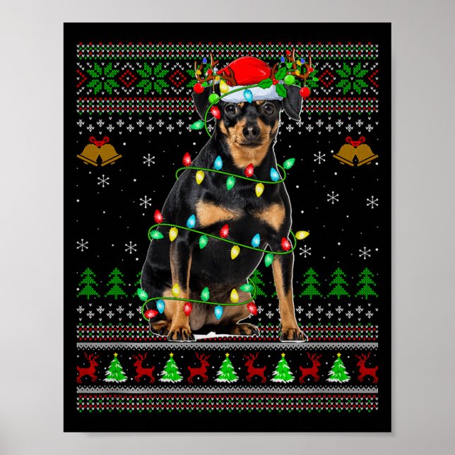 Miniature Nscher Dog Ugly Christmas Sweaters Holid Poster (Front)