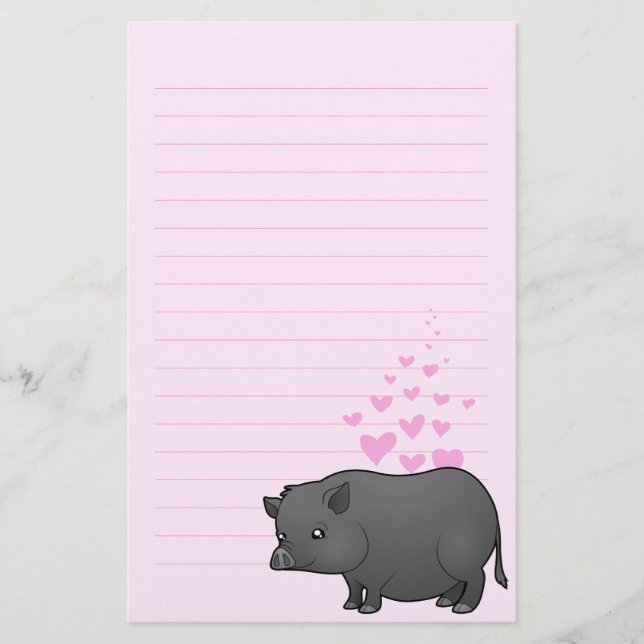 Miniature Pig Love Stationery (Front)