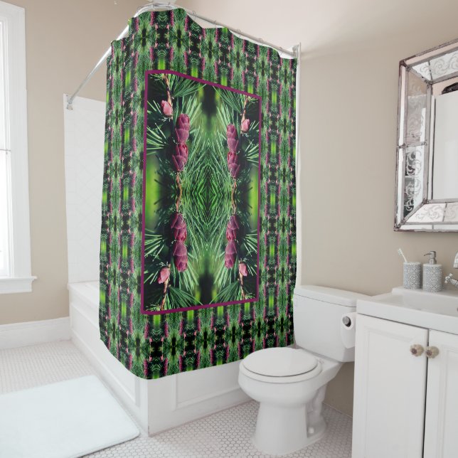 Miniature Pine Cones Close Up Abstract Pattern    Shower Curtain (In Situ)