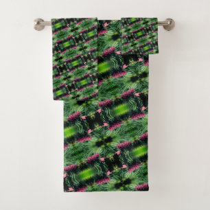 Miniature Pinecones Close Up Abstract Pattern     Bath Towel Set