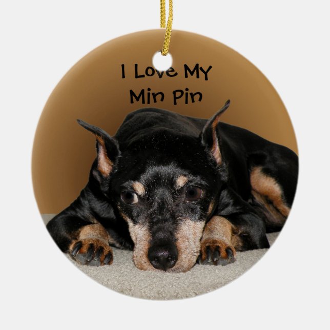 Miniature Pinscher aka Min Pin Ceramic Tree Decoration (Front)