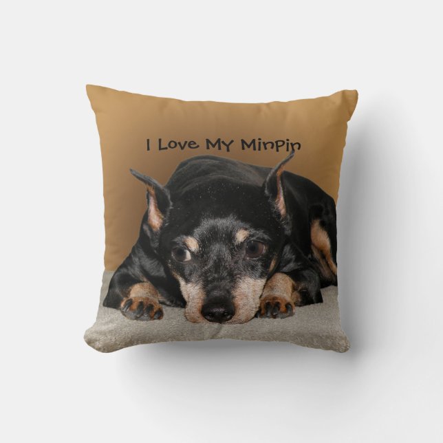 Miniature Pinscher aka Min Pin Love Pet Name Cushion (Front)
