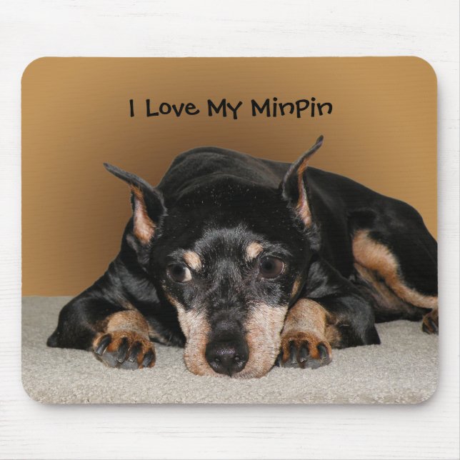 Miniature Pinscher aka Min Pin Love Pet Name Throw Mouse Mat (Front)