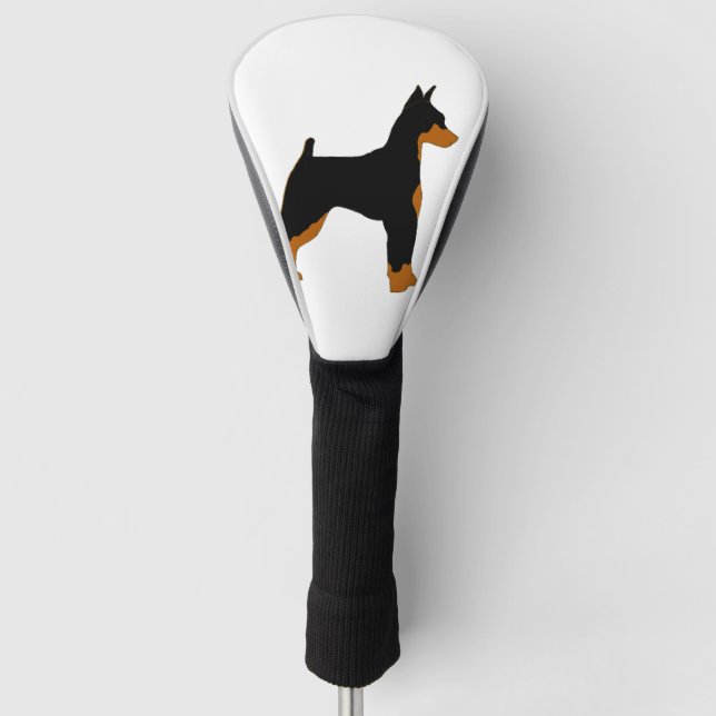 miniature pinscher black and rust silhouette golf head cover (Front)