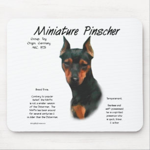 Miniature Pinscher (blk/rust) History Design Mouse Mat