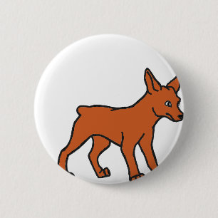 miniature pinscher cartoon red 6 cm round badge