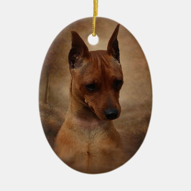 Miniature Pinscher Ceramic Tree Decoration (Front)