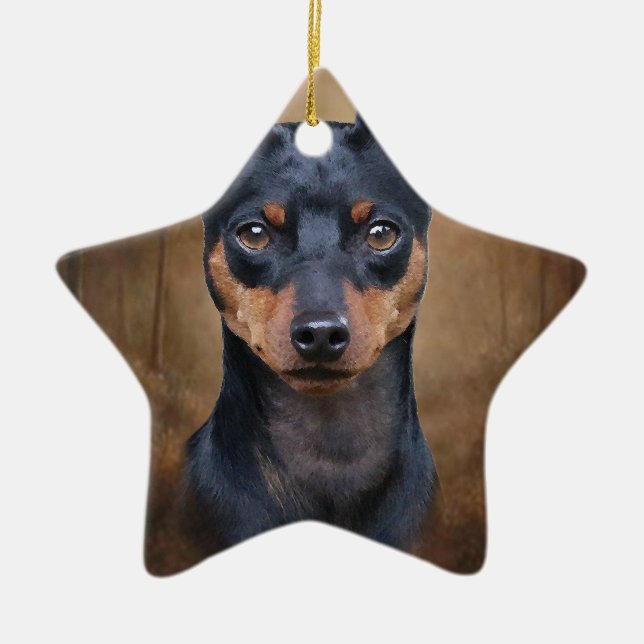 Miniature Pinscher Ceramic Tree Decoration (Front)