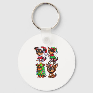 Miniature Pinscher Christmas Tree Santa Elf Costum Key Ring