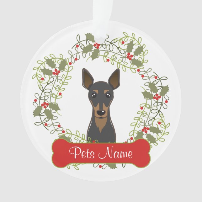 Miniature Pinscher Customisable Ornament (Front)