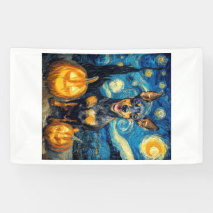 Miniature Pinscher Cute Dog Halloween Jack O Lante Banner