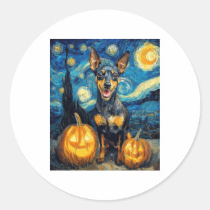 Miniature Pinscher Cute Dog Halloween Jack O Lante Classic Round Sticker
