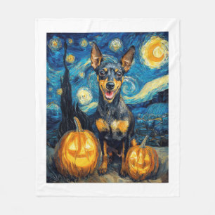 Miniature Pinscher Cute Dog Halloween Jack O Lante Fleece Blanket