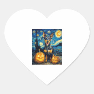 Miniature Pinscher Cute Dog Halloween Jack O Lante Heart Sticker