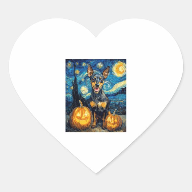 Miniature Pinscher Cute Dog Halloween Jack O Lante Heart Sticker (Front)