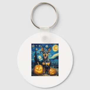 Miniature Pinscher Cute Dog Halloween Jack O Lante Key Ring