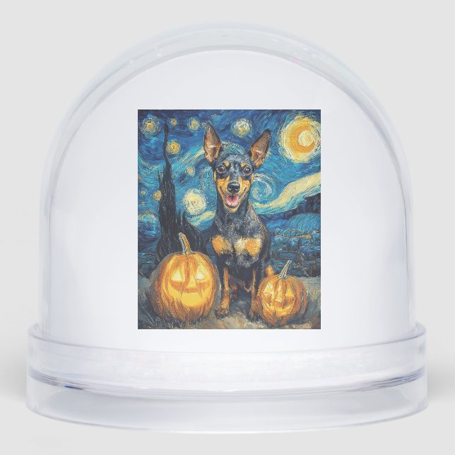 Miniature Pinscher Cute Dog Halloween Jack O Lante Snowglobe (Front)