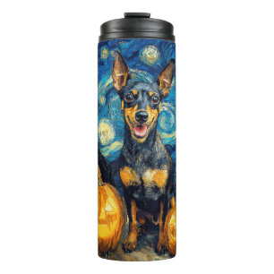 Miniature Pinscher Cute Dog Halloween Jack O Lante Thermal Tumbler