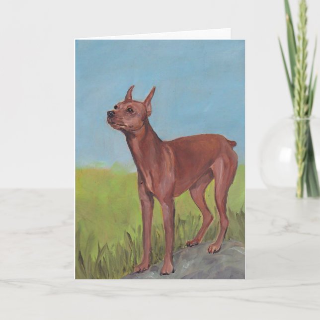 Miniature Pinscher Dog Art Greeting Card (Front)