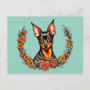 Miniature Pinscher Dog Art Postcard