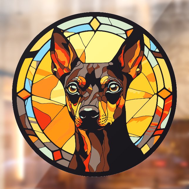Miniature Pinscher Dog Breed Faux Stained Glass Window Cling (Sheet 2)