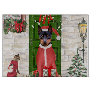 Miniature Pinscher Dog Christmas Cutting Board