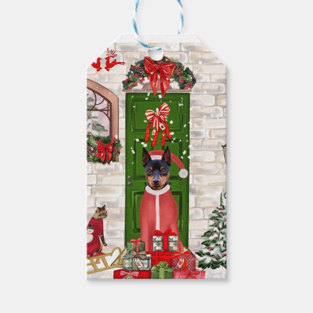 Miniature Pinscher Dog Christmas  Gift Tags (Front)