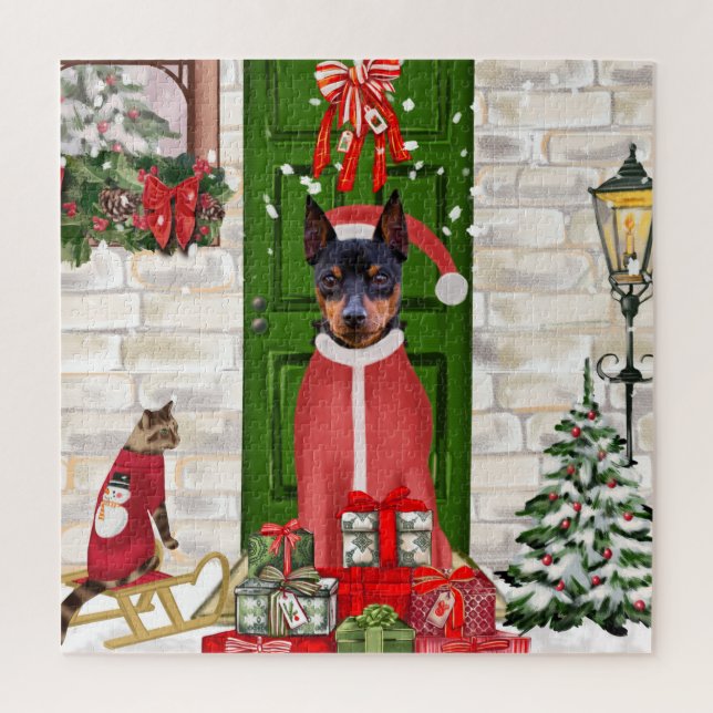Miniature Pinscher Dog Christmas  Jigsaw Puzzle (Vertical)
