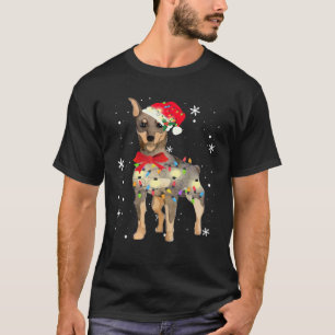 Miniature Pinscher Dog Christmas Light Xmas Mum Da T-Shirt
