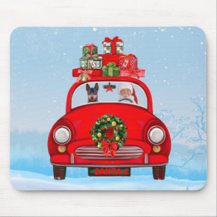 Miniature Pinscher Dog In Car With Santa Claus Mouse Mat