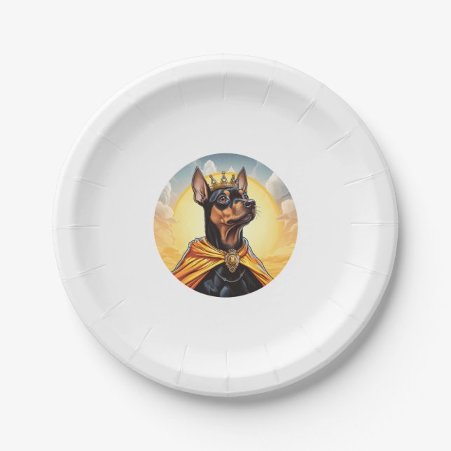Miniature Pinscher Dog King   Paper Plate (Front)
